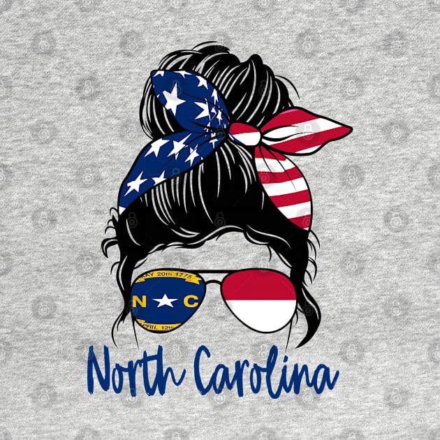 North Carolina girl Messy bun , American Girl , North Carolina Flag by JayD World